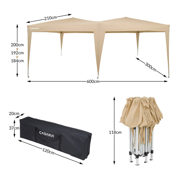 Vouwpaviljoen 3 x 6 m - beige - Afbeelding 4