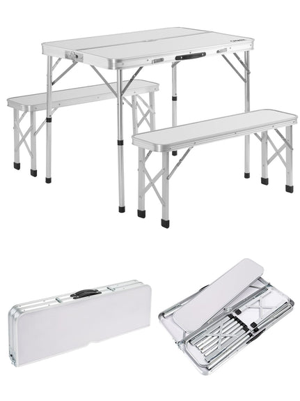 Inklapbare campingtafelset 3-delig - wit - Afbeelding 1