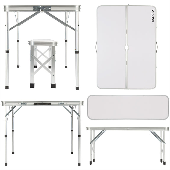 Inklapbare campingtafelset 3-delig - wit - Afbeelding 6