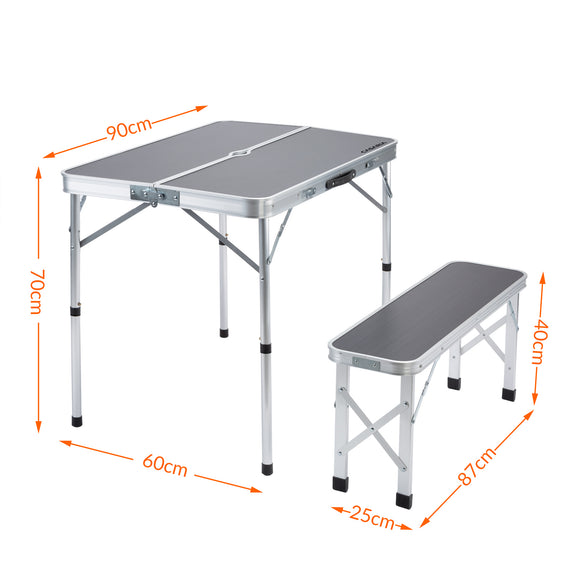 Inklapbare campingtafelset 3-delig - grijs - Afbeelding 2
