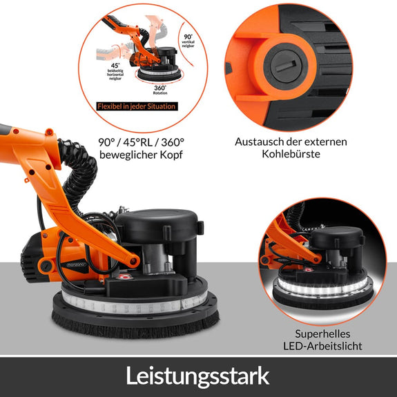 Wandschuurmachine 750W met LED en stofafzuiging - Afbeelding 5