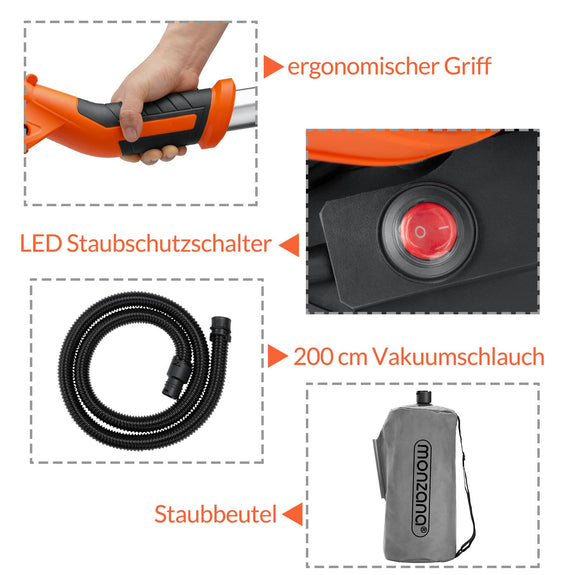 Wandschuurmachine 750W met LED en stofafzuiging - Afbeelding 9