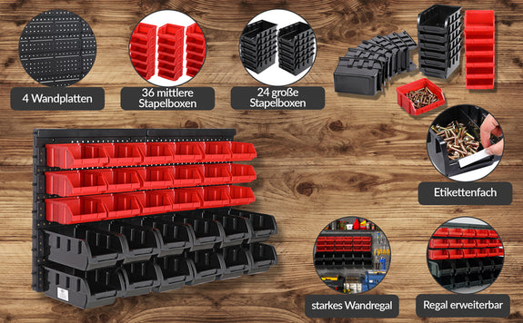 Gereedschapswand set met 60 stapelboxen - Afbeelding 2