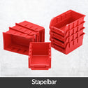 Wandrek met stapelboxen en gereedschaphouders