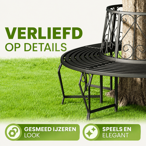Metalen boombank Bree Ø 160 cm - zwart - Afbeelding 3