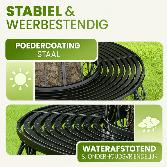 Metalen boombank Bree Ø 160 cm - zwart - Afbeelding 4