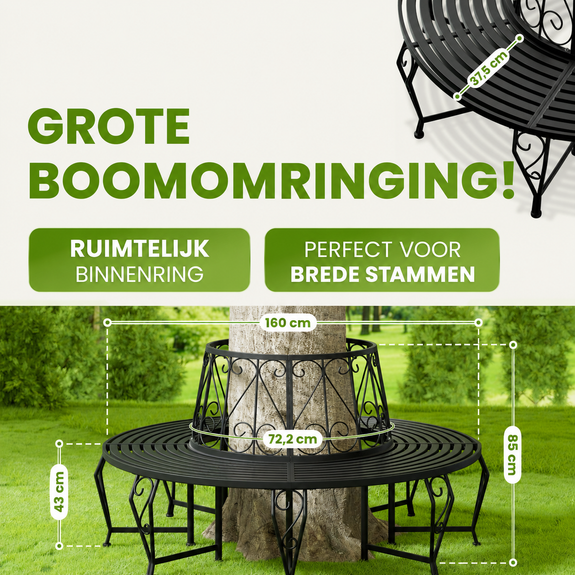 Metalen boombank Bree Ø 160 cm - zwart - Afbeelding 5