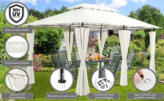 Paviljoen / Tuinpaviljoen Topaz - Beige - 3x4m - UV-bescherming 50+ - Afbeelding 1