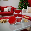 Koektrommelset 4-Delig – Rood Kerstdesign