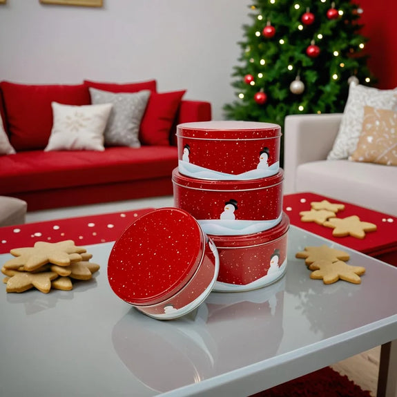 Koektrommelset 4-Delig – Rood Kerstdesign - Afbeelding 3